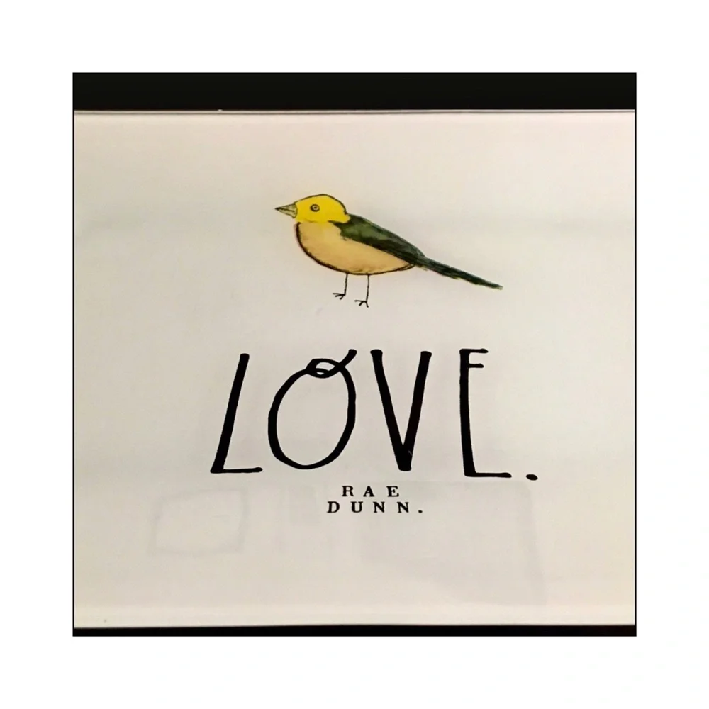 Rae Dunn LOVE Glass Accent Tray with Bird Graphic